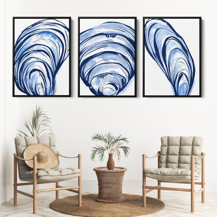 Blue Seashells Triptych - Set of 3 - Jetty Home