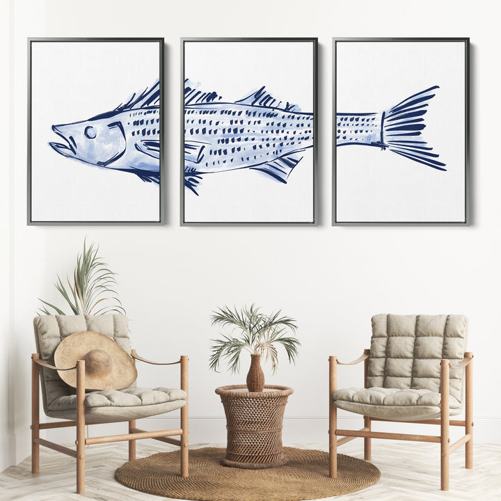 Striped Bass Triptych - Set of 3 - Jetty Home