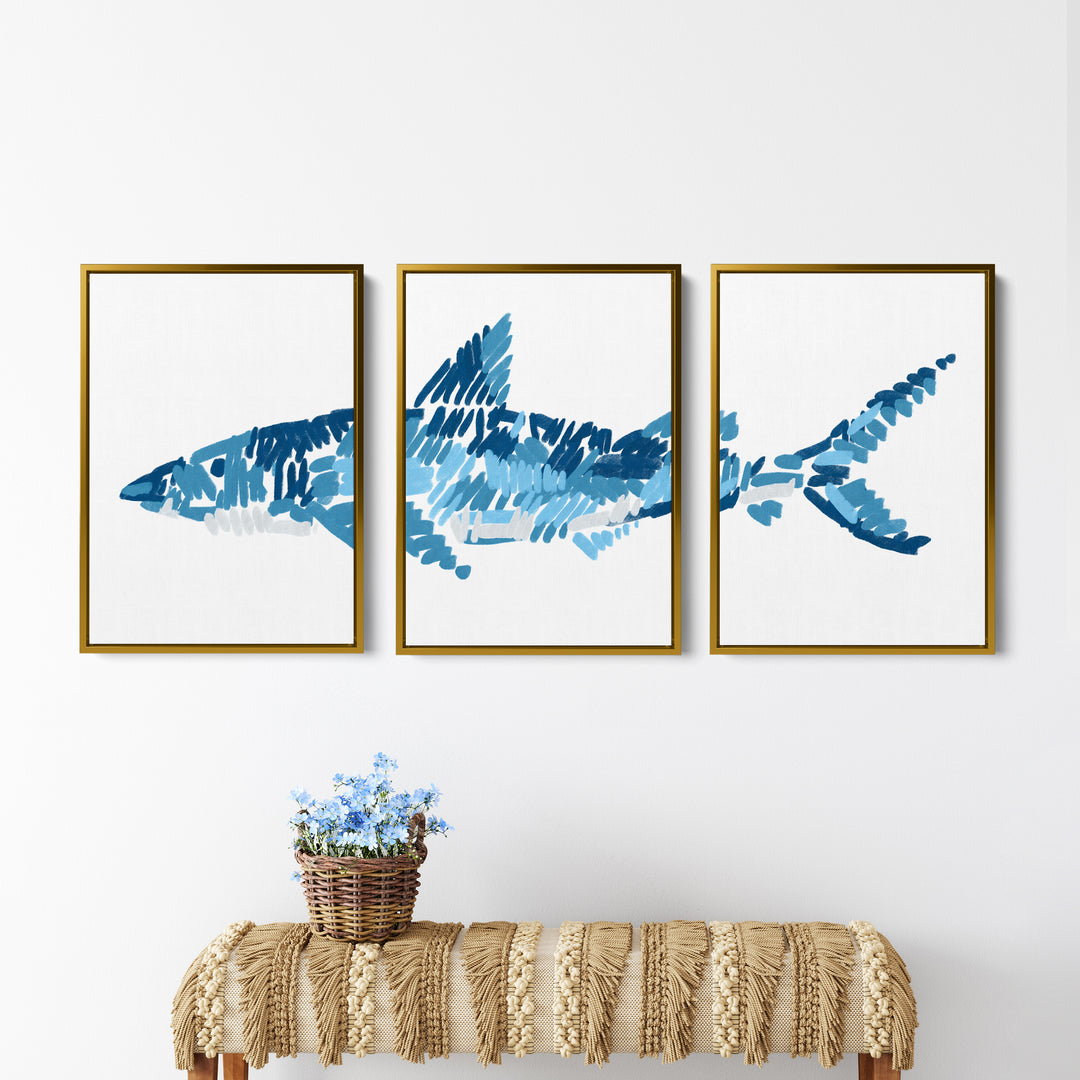 The Shark Triptych - Set of 3 - Jetty Home