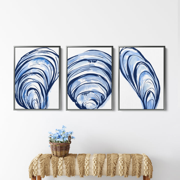 Blue Seashells Triptych - Set of 3 - Jetty Home
