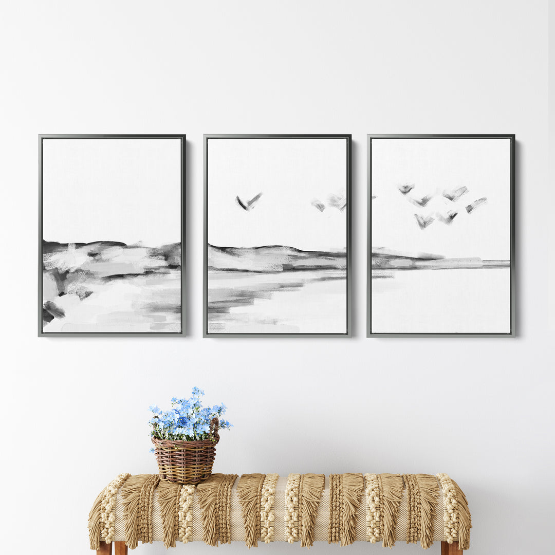 Black & White Shoreline Journey - Set of 3 - Jetty Home