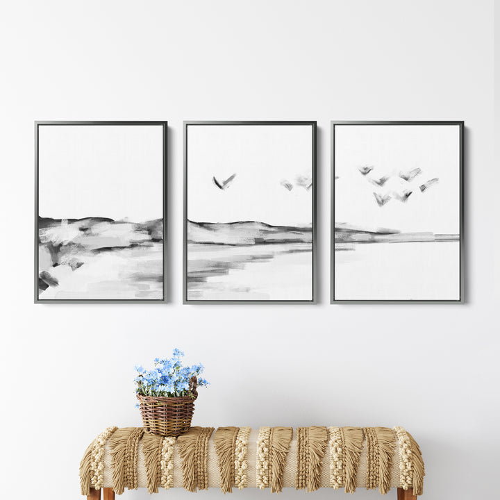 Black & White Shoreline Journey - Set of 3 - Jetty Home