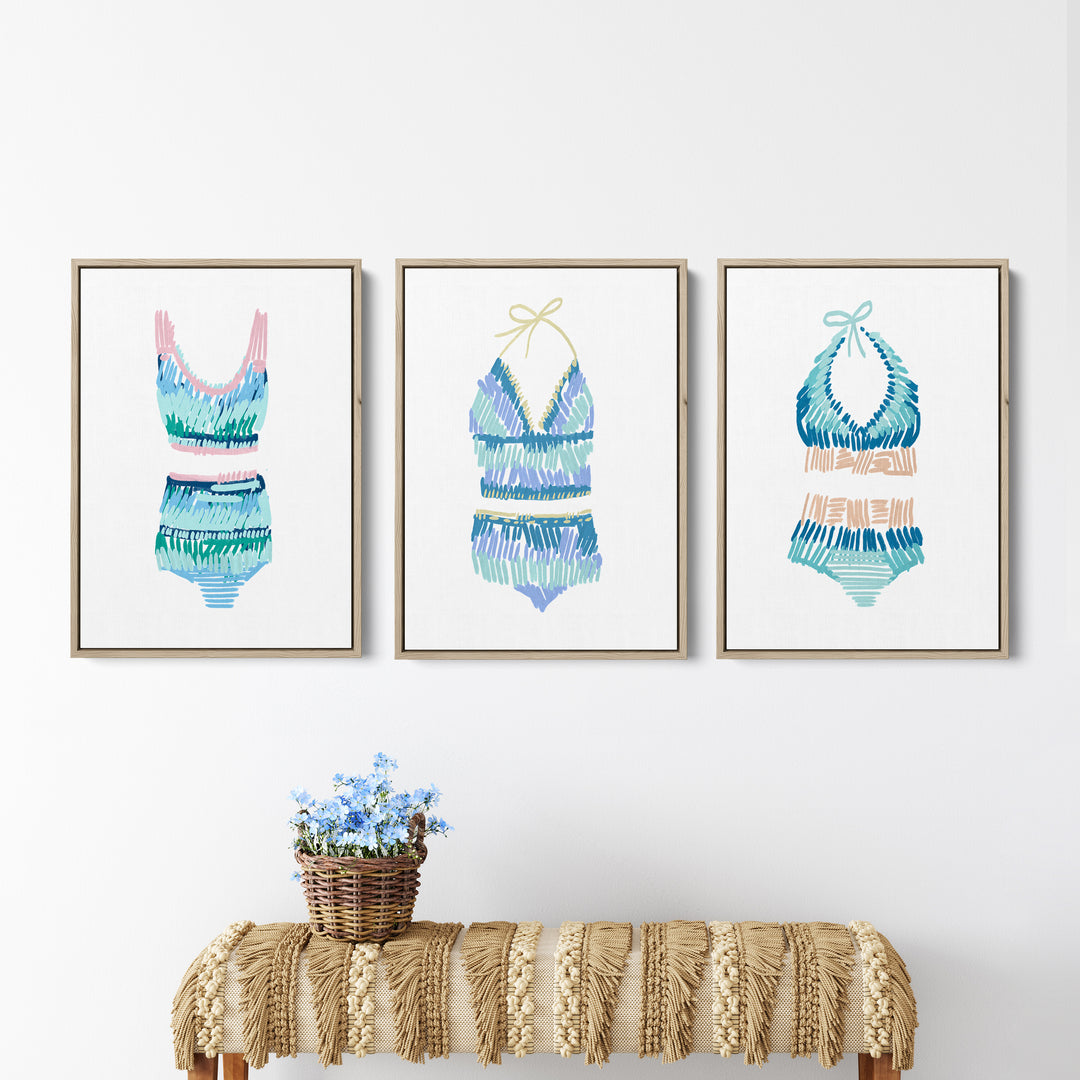 Swim Suit Trio Triptych, No. 1 - Set of 3 - Jetty Home