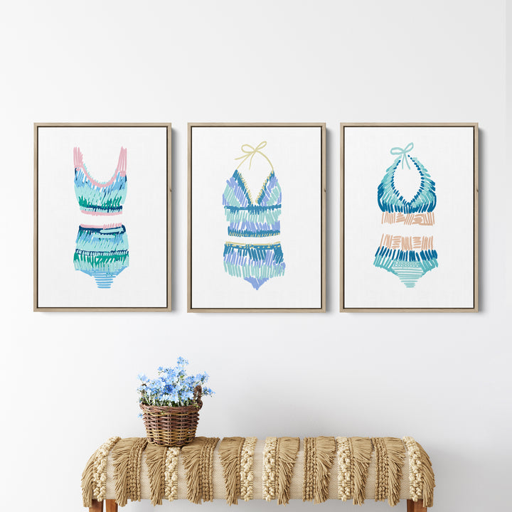 Swim Suit Trio Triptych, No. 1 - Set of 3 - Jetty Home