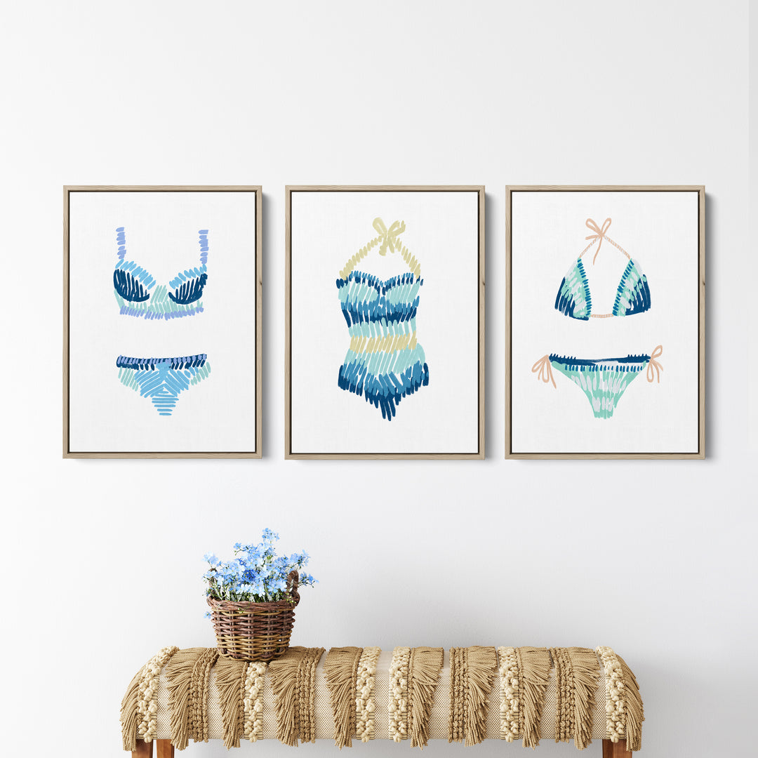 Swim Suit Trio Triptych, No. 2 - Set of 3