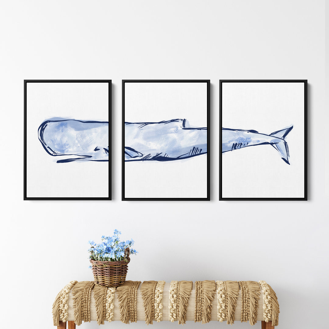 The Nautical Sperm Whale Triptych - Set of 3 - Jetty Home