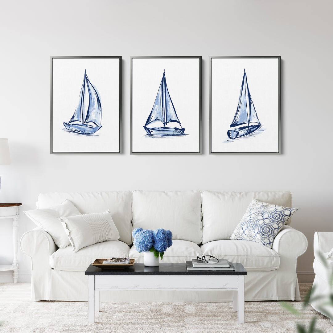 Whitecaps and Wind Triptych - Set of 3 - Jetty Home
