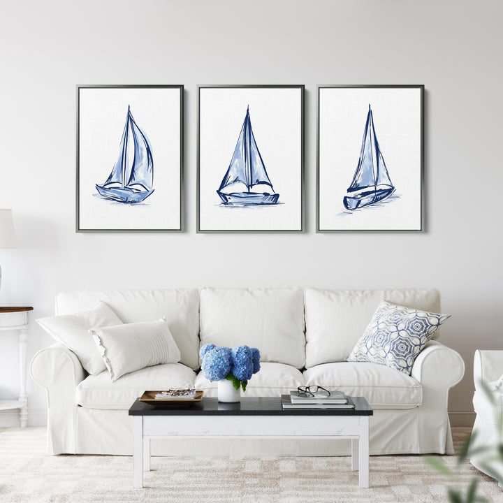 Whitecaps and Wind Triptych - Set of 3 - Jetty Home
