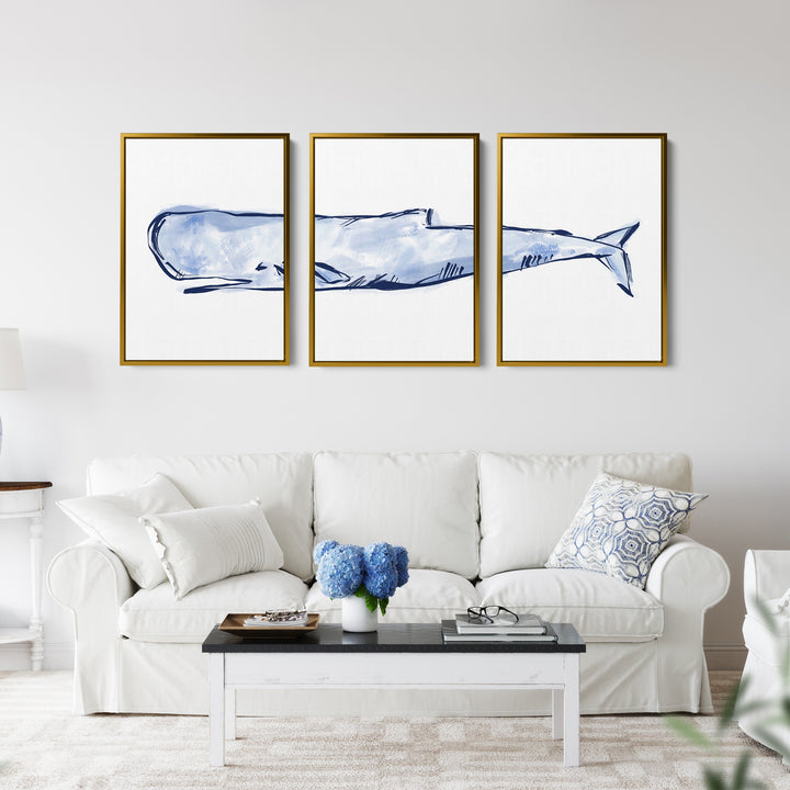 The Nautical Sperm Whale Triptych - Set of 3 - Jetty Home