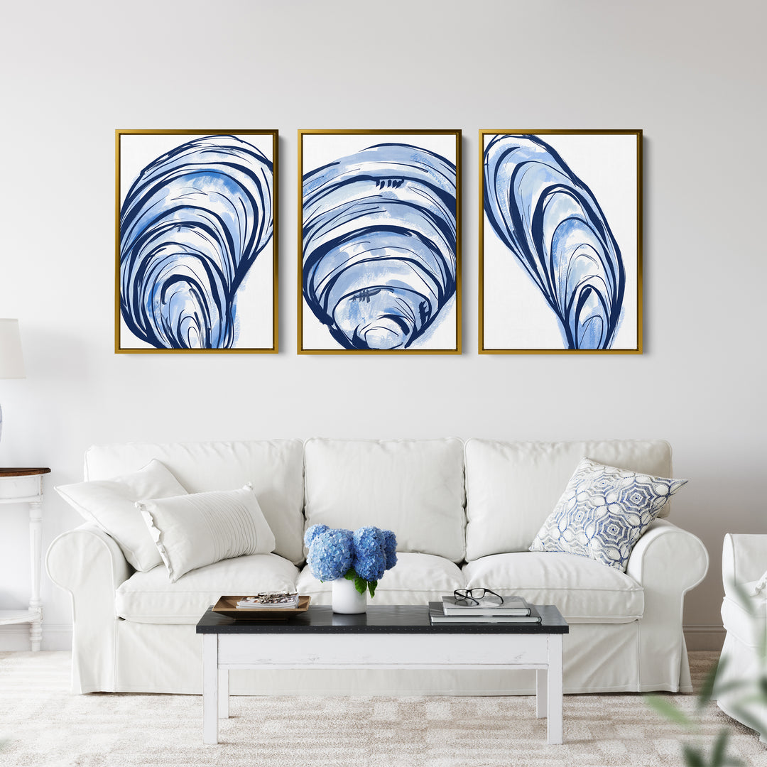 Blue Seashells Triptych - Set of 3 - Jetty Home