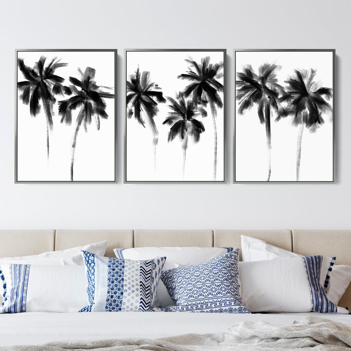 Black & White Minimalist Palms, No. 2 - Set of 3 - Jetty Home