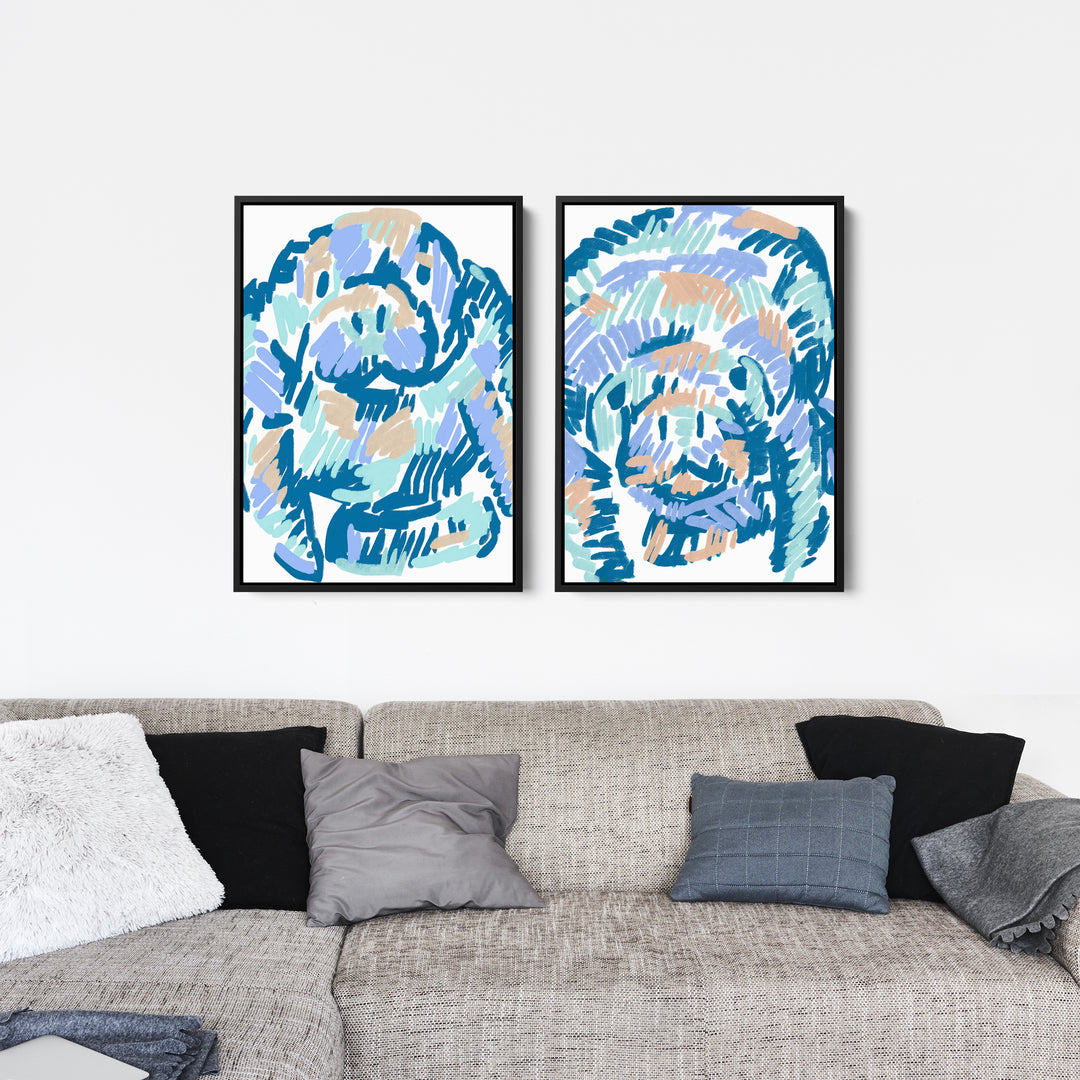 Mellow Manatees Diptych - Set of 2