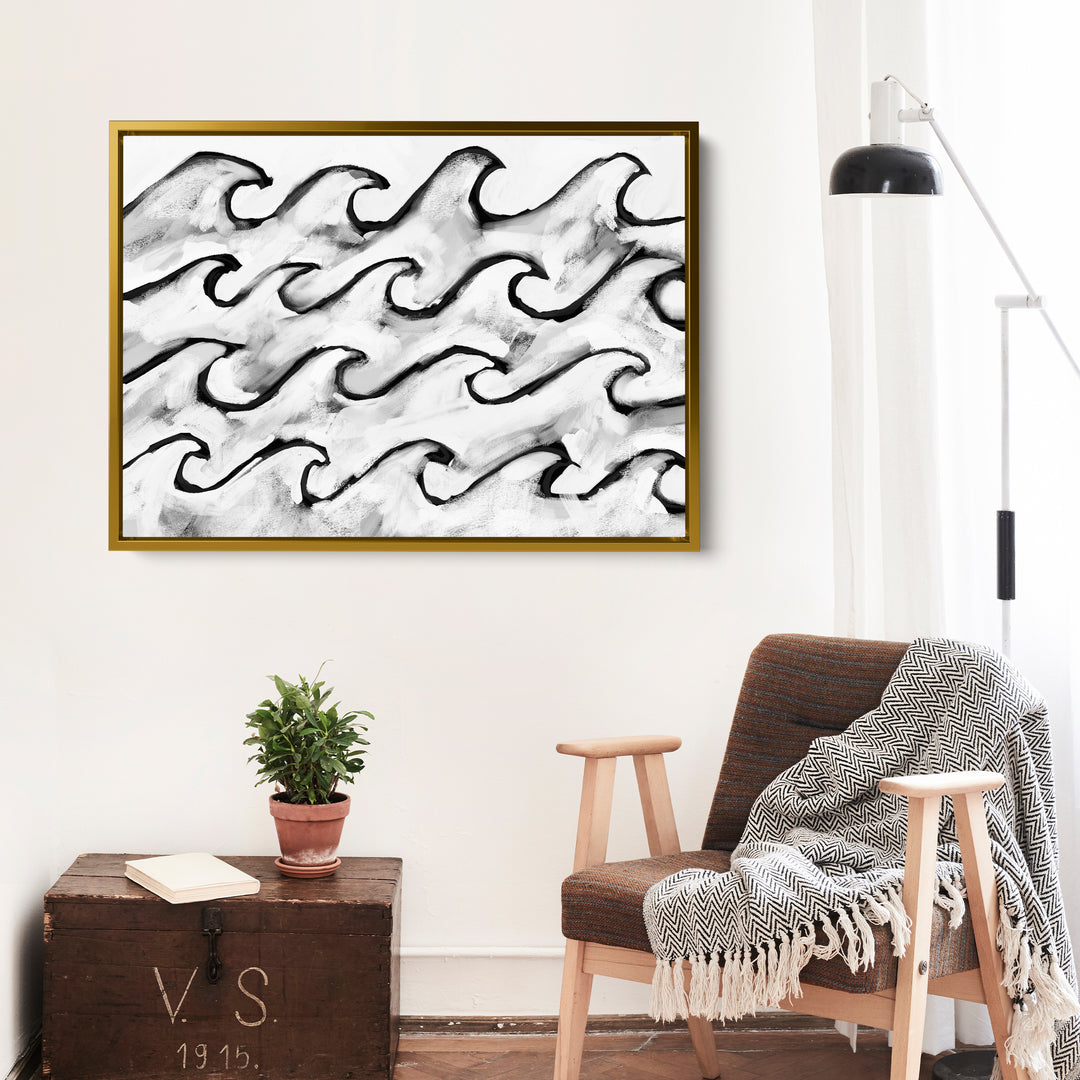 Black & White Roaring Seas - Jetty Home