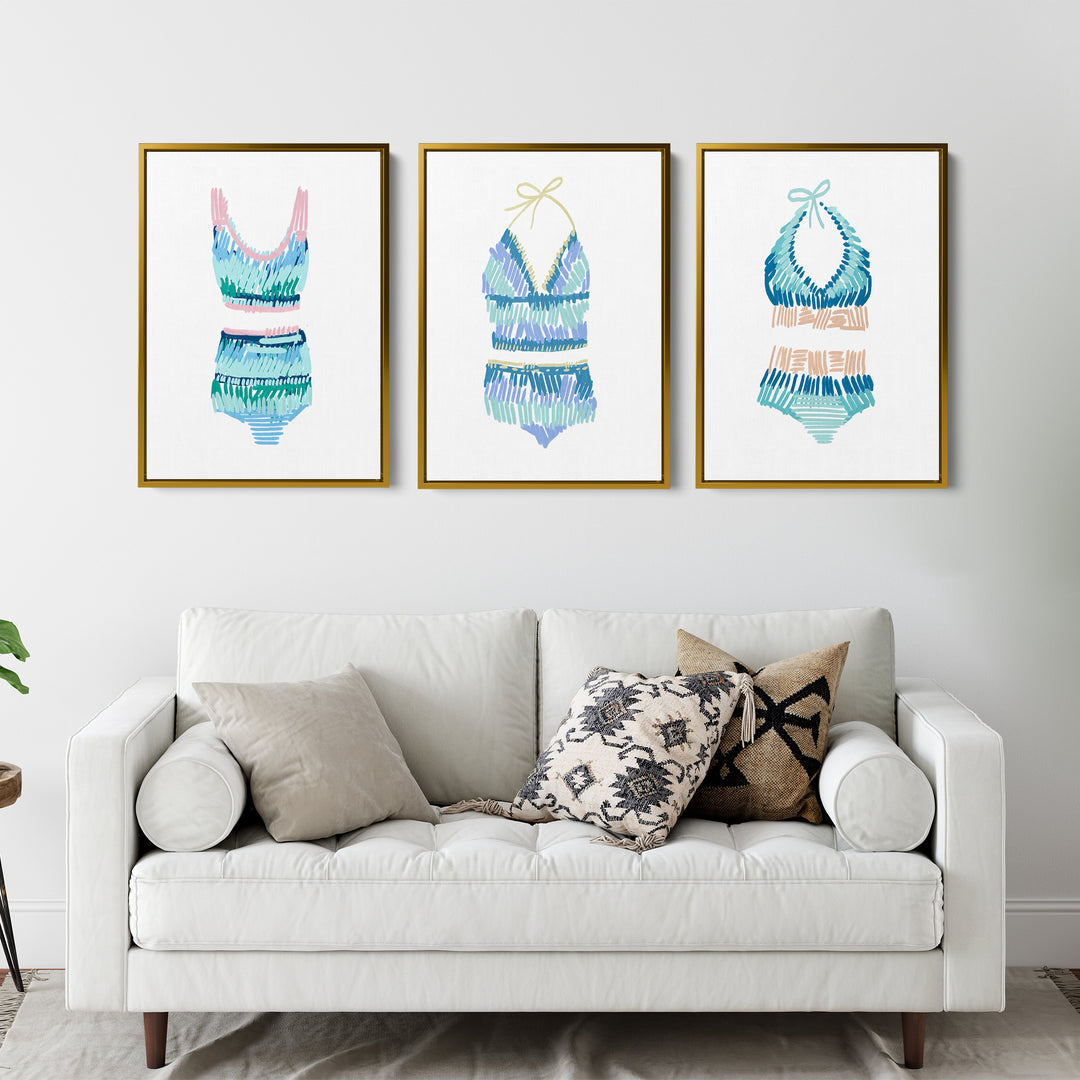 Swim Suit Trio Triptych, No. 1 - Set of 3 - Jetty Home