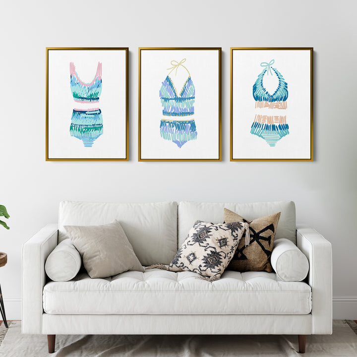 Swim Suit Trio Triptych, No. 1 - Set of 3 - Jetty Home