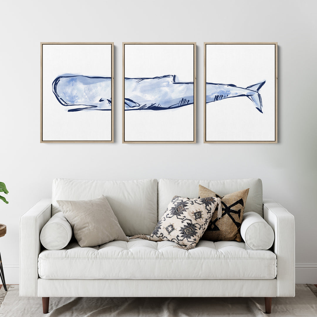 The Nautical Sperm Whale Triptych - Set of 3 - Jetty Home