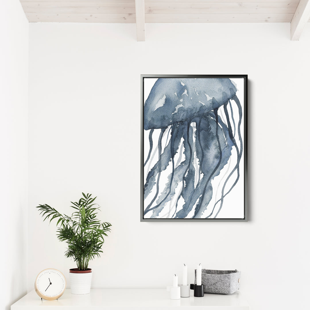 Blue Watercolor Jellyfish No. 2 - Jetty Home