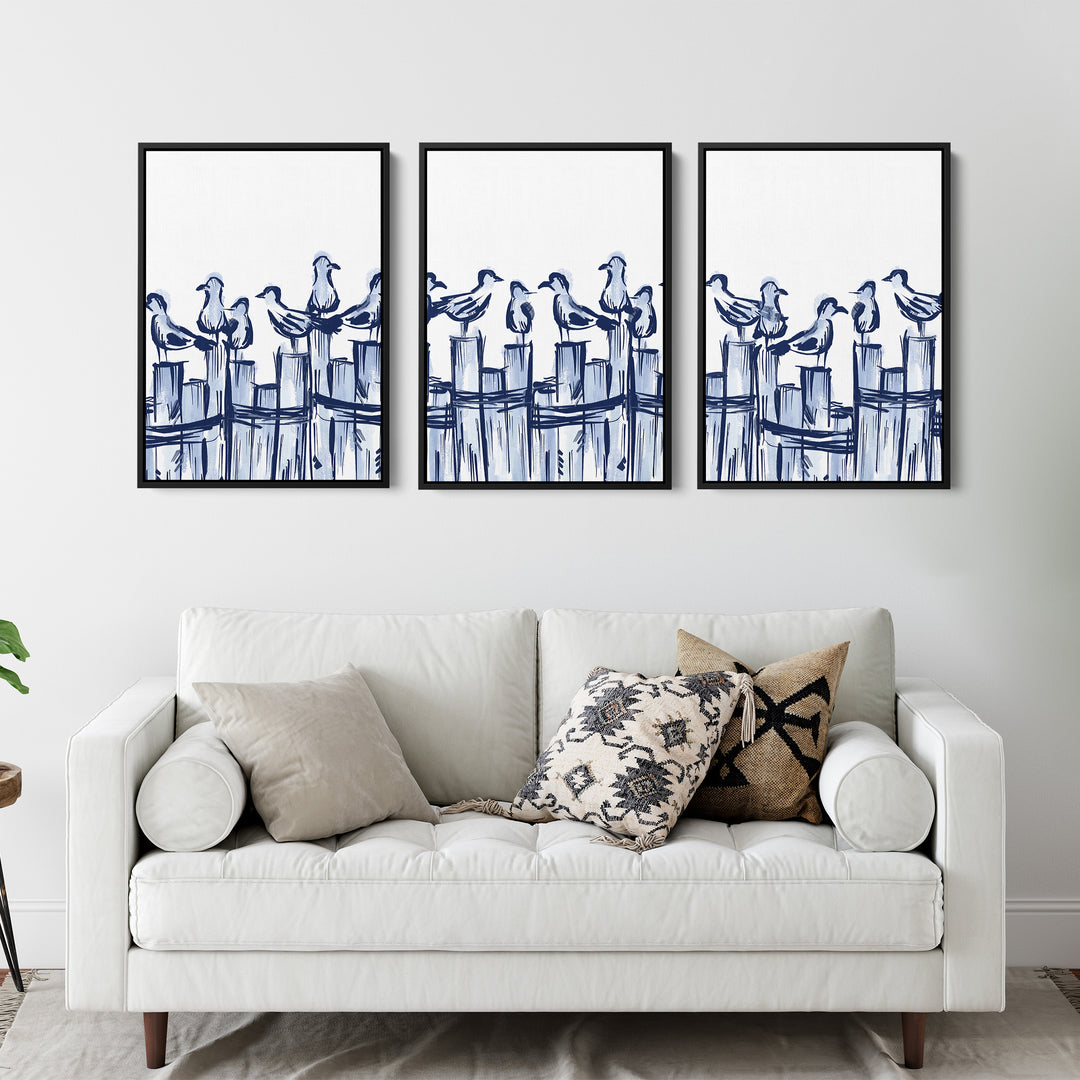 Harbor Gulls Triptych - Set of 3 - Jetty Home
