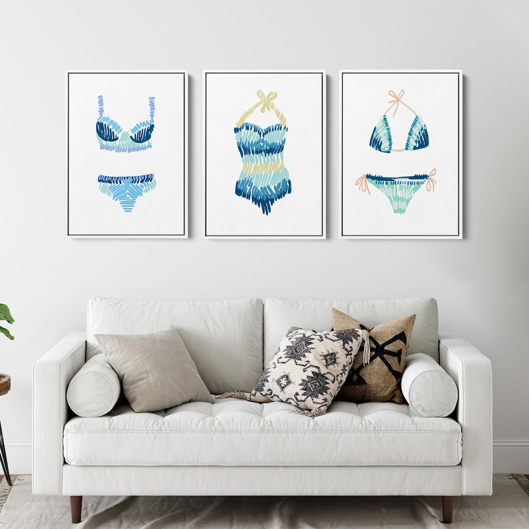 Swim Suit Trio Triptych, No. 2 - Set of 3