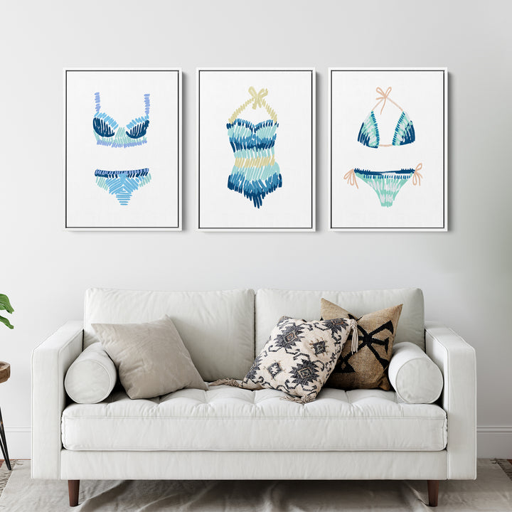 Swim Suit Trio Triptych, No. 2 - Set of 3