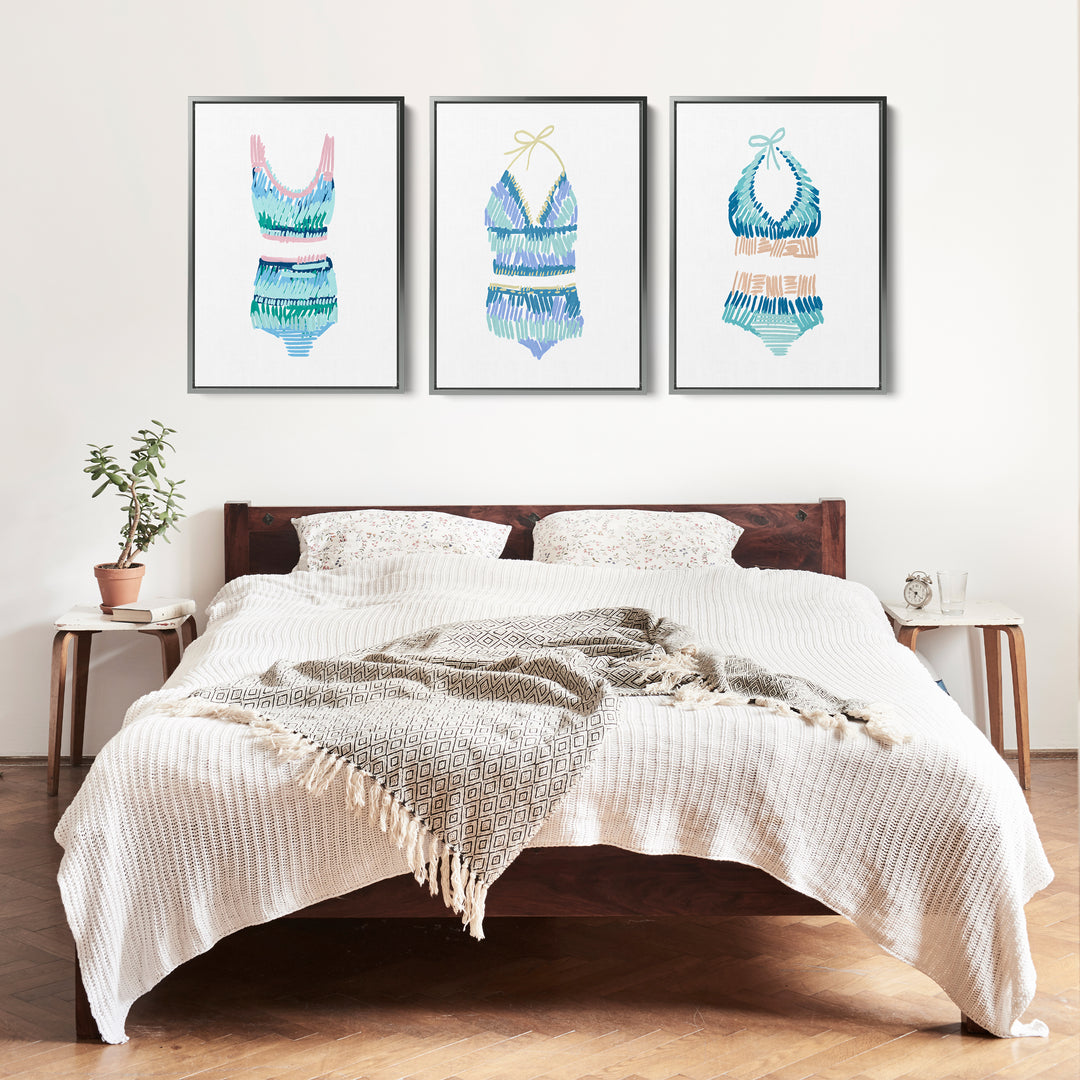 Swim Suit Trio Triptych, No. 1 - Set of 3 - Jetty Home