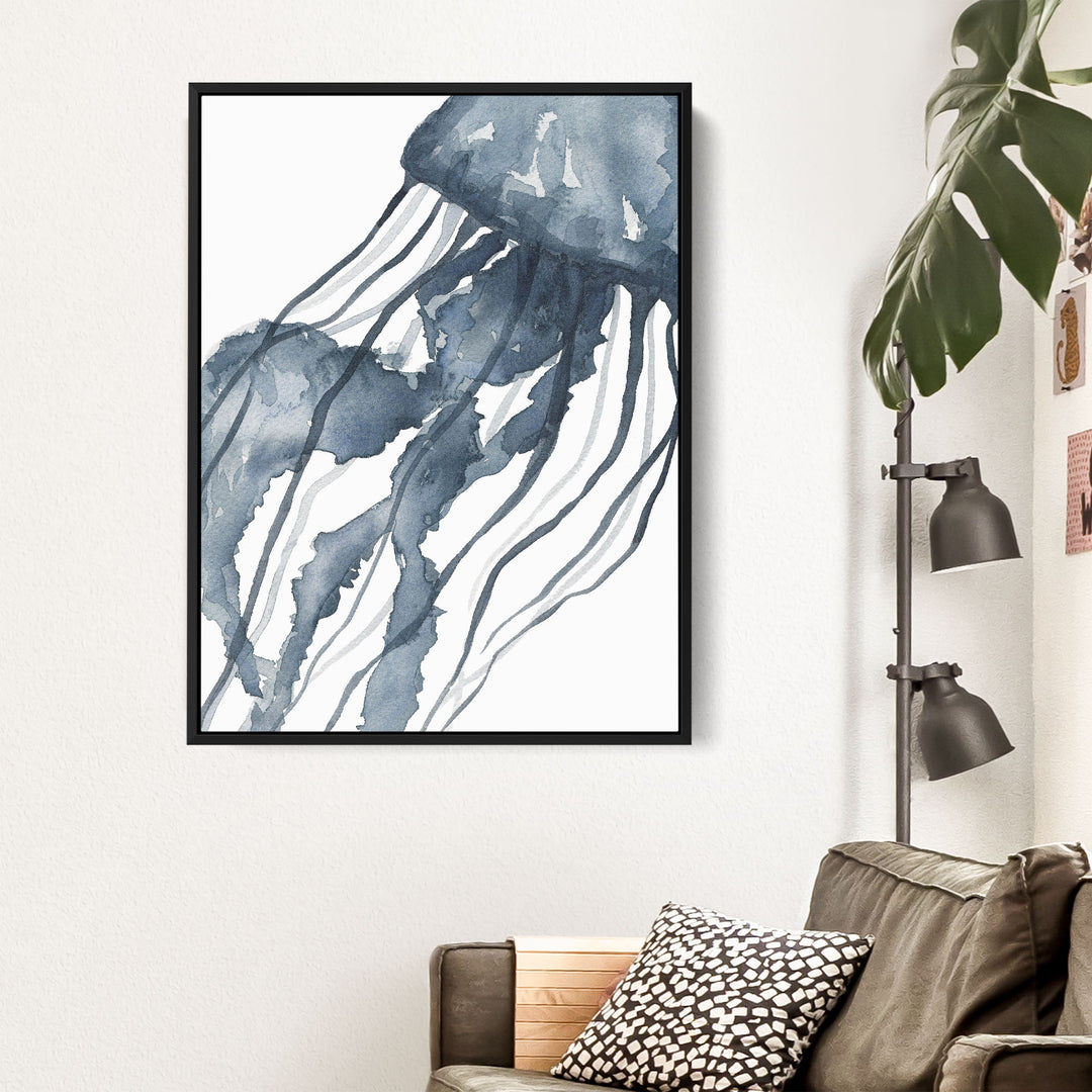 Blue Watercolor Jellyfish No. 1 - Jetty Home
