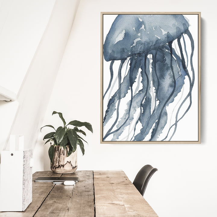 Blue Watercolor Jellyfish No. 2 - Jetty Home