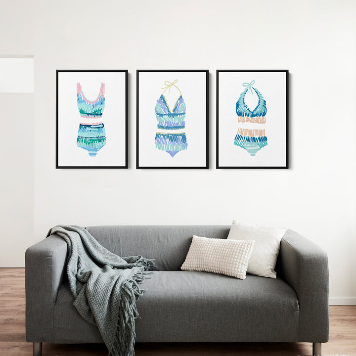 Swim Suit Trio Triptych, No. 1 - Set of 3 - Jetty Home