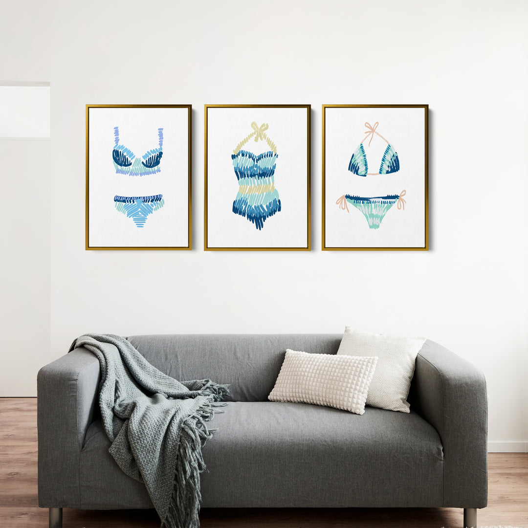 Swim Suit Trio Triptych, No. 2 - Set of 3
