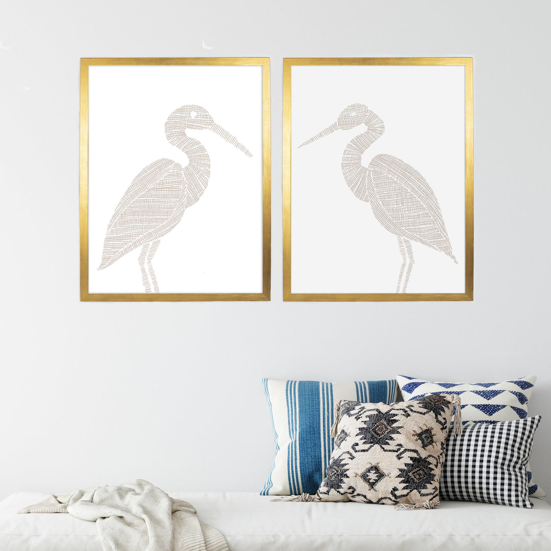 Woven Heron Diptych - Set of 2