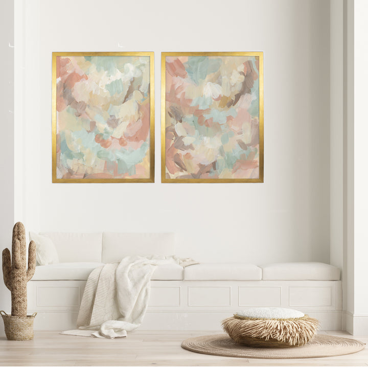 Golden Brush Diptych - Set of 2