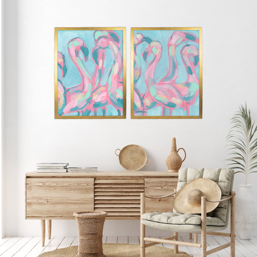 The Pink Flamingoes Diptych - Set of 2 - Jetty Home