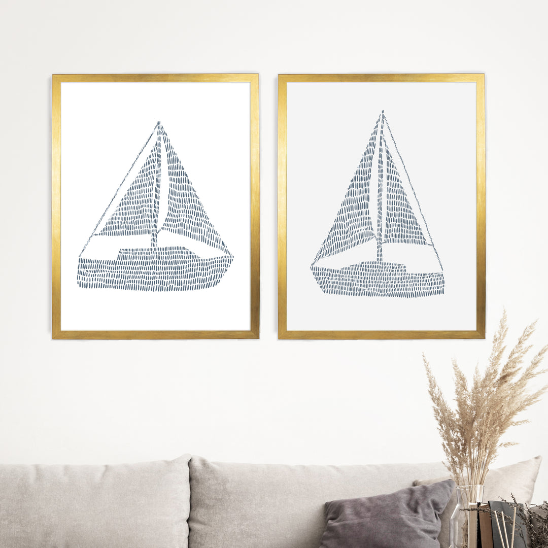 Minimalist Sailboat Diptych - Set of 2