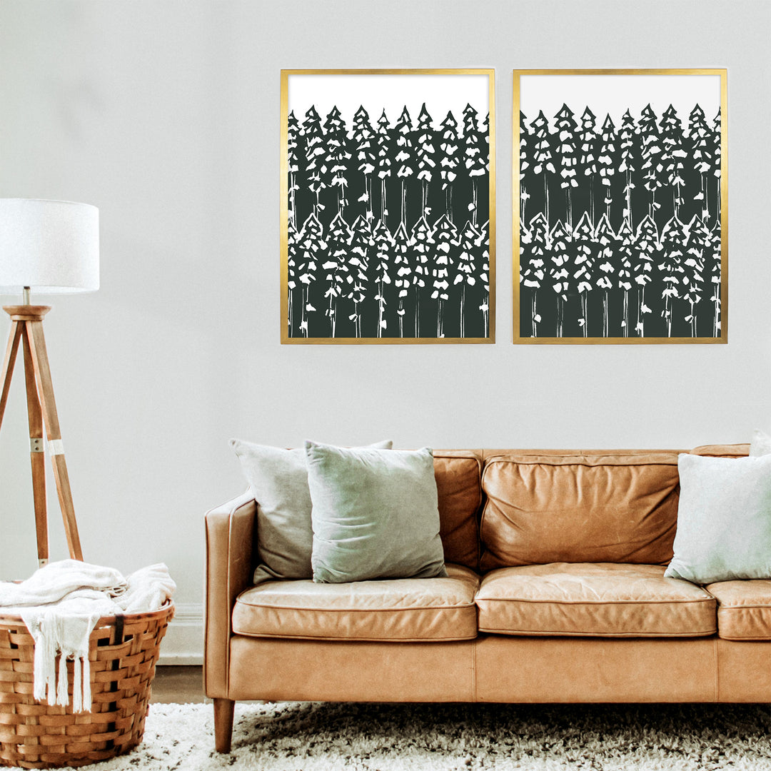 Pine Tree Woods Diptych - Set of 2