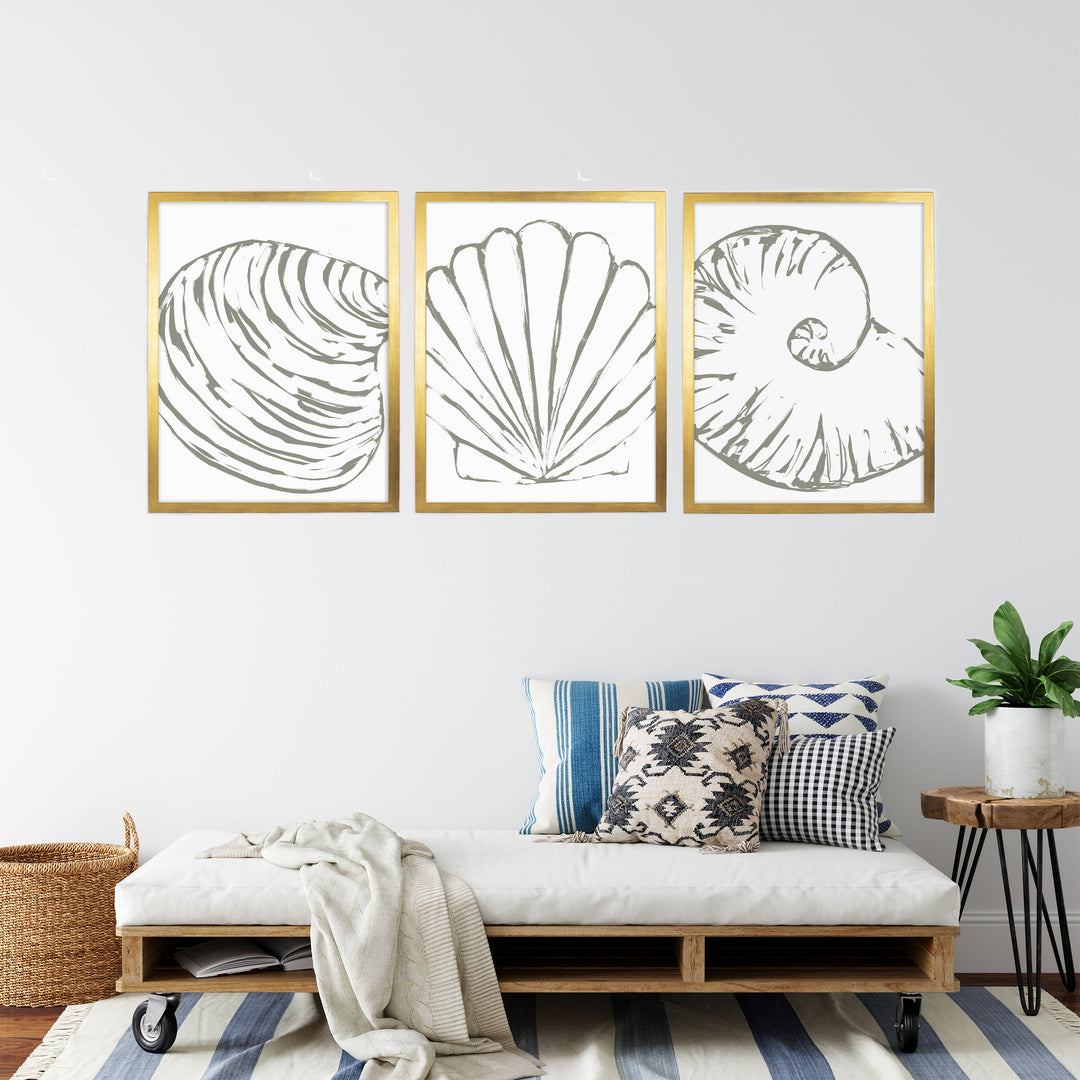 Minimalist Seashell Trio, No. 2 - Set of 3