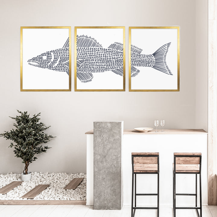 Walleye in Circles Triptych - Set of 3