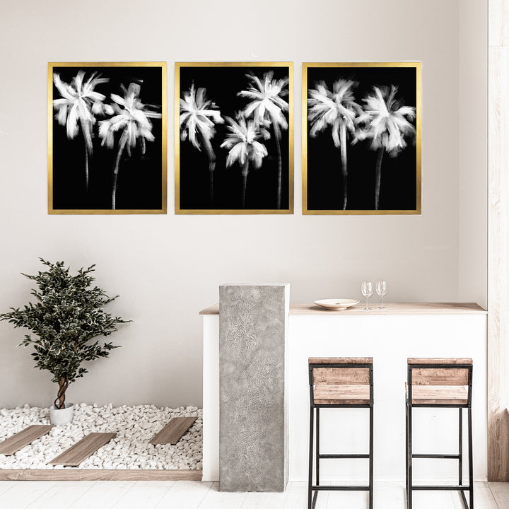 Black & White Minimalist Palms, No. 1 - Set of 3