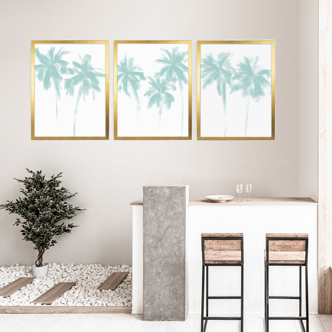 Turquoise Minimalist Palms - Set of 3