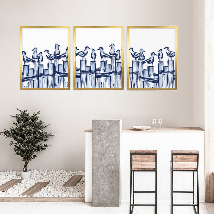 Harbor Gulls Triptych - Set of 3 - Jetty Home