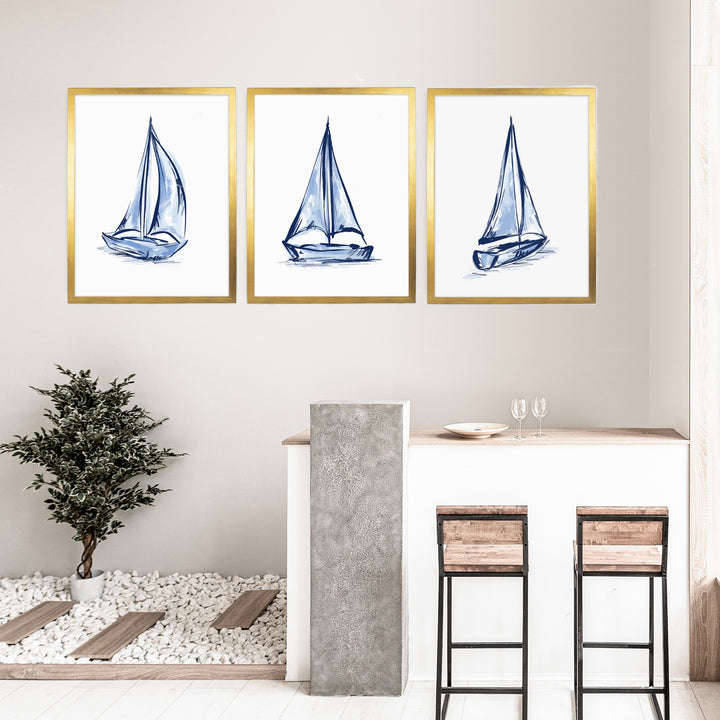 Whitecaps and Wind Triptych - Set of 3 - Jetty Home