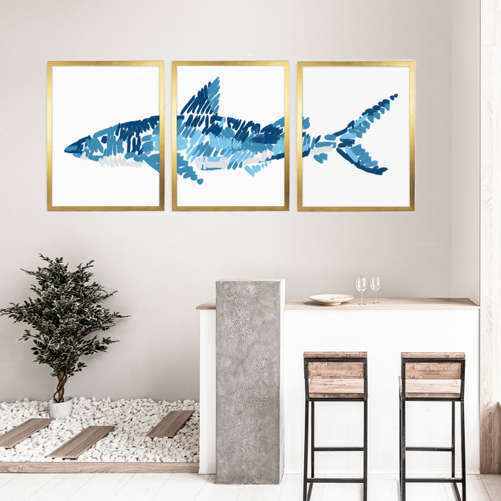 The Shark Triptych - Set of 3 - Jetty Home