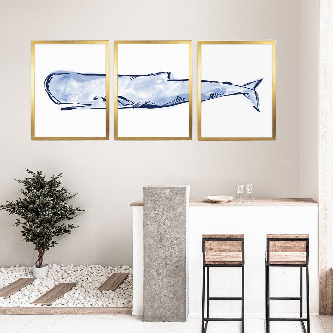 The Nautical Sperm Whale Triptych - Set of 3 - Jetty Home