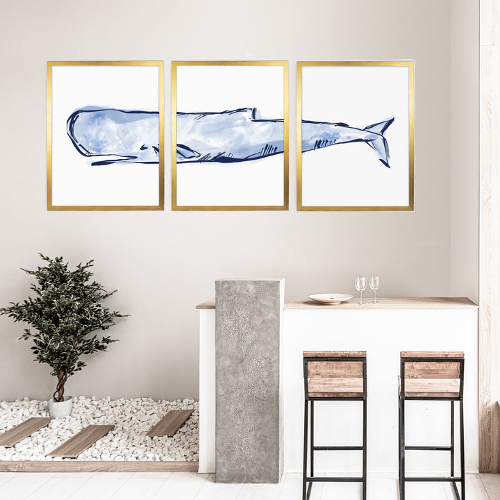 The Nautical Sperm Whale Triptych - Set of 3 - Jetty Home