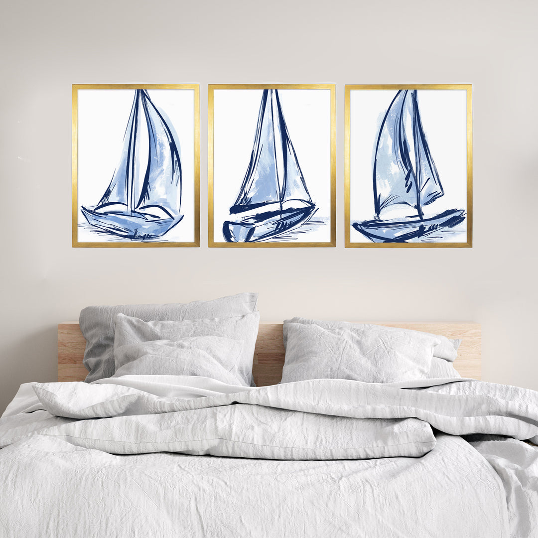 Sail Ahead Triptych - Set of 3 - Jetty Home