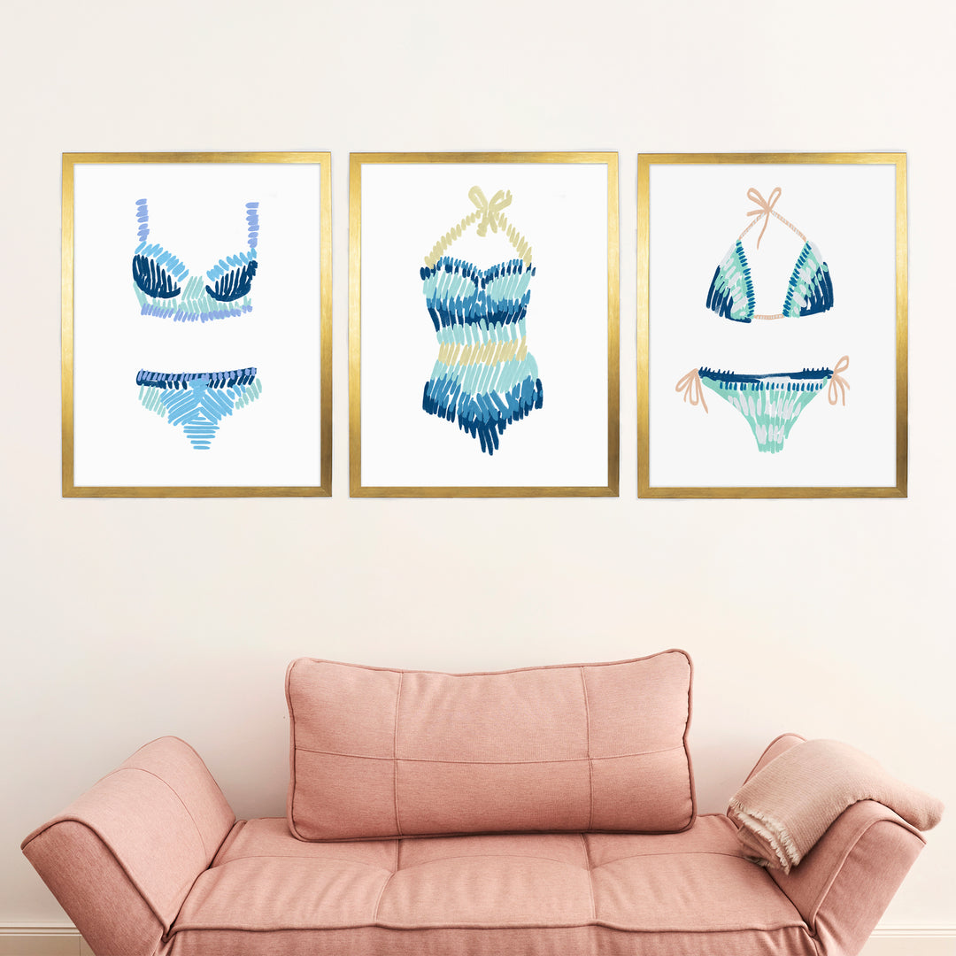 Swim Suit Trio Triptych, No. 2 - Set of 3