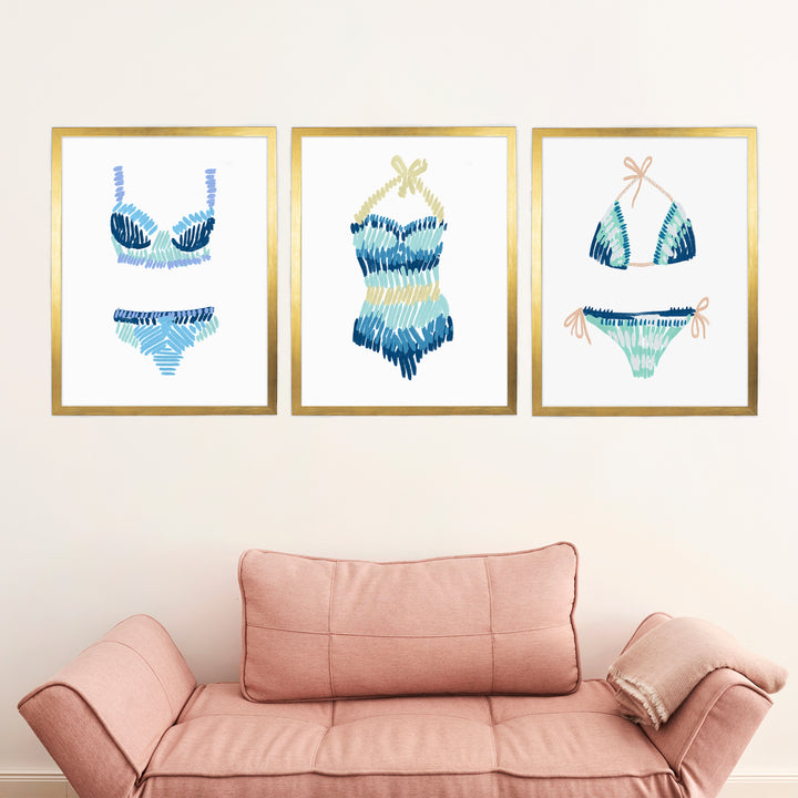 Swim Suit Trio Triptych, No. 2 - Set of 3