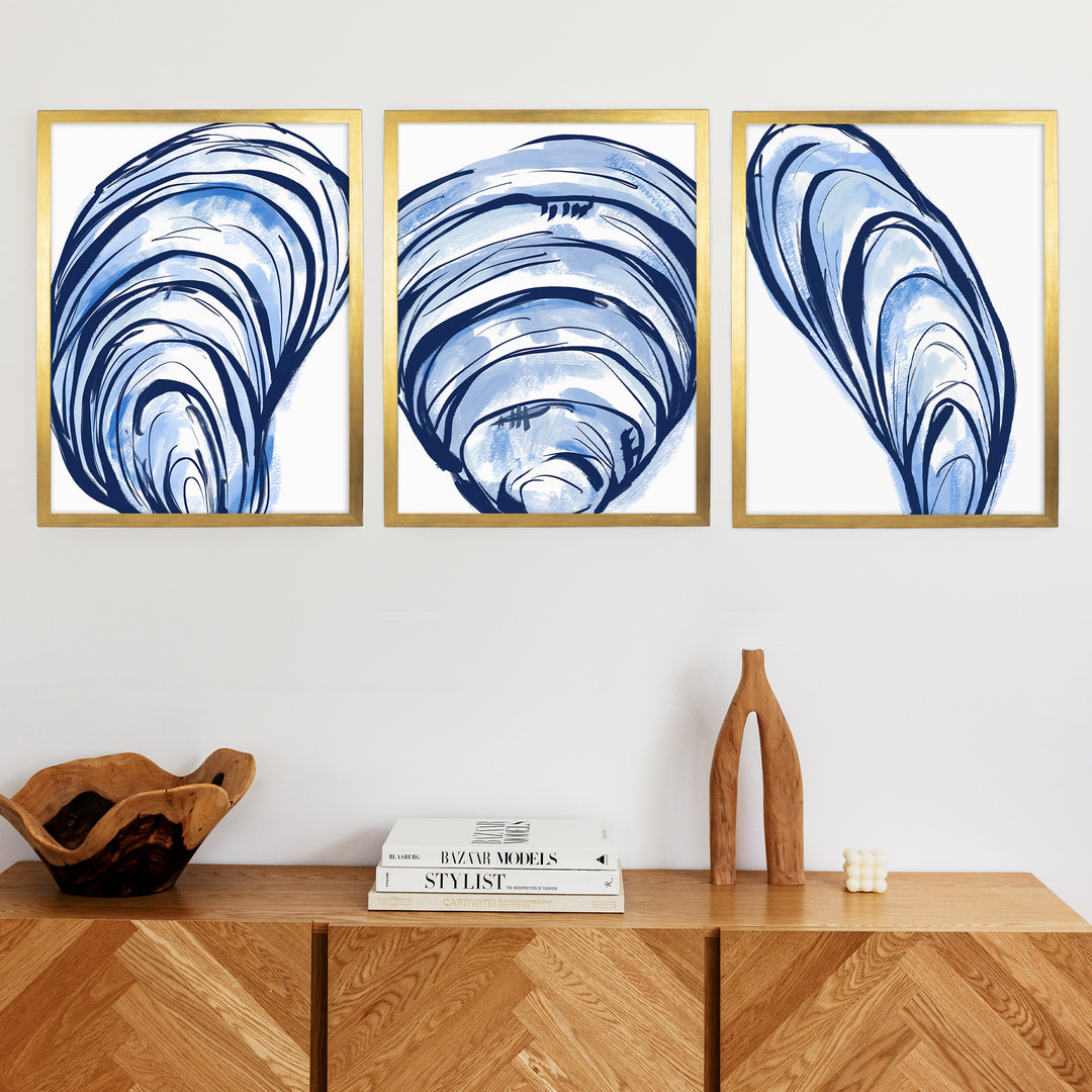Blue Seashells Triptych - Set of 3 - Jetty Home