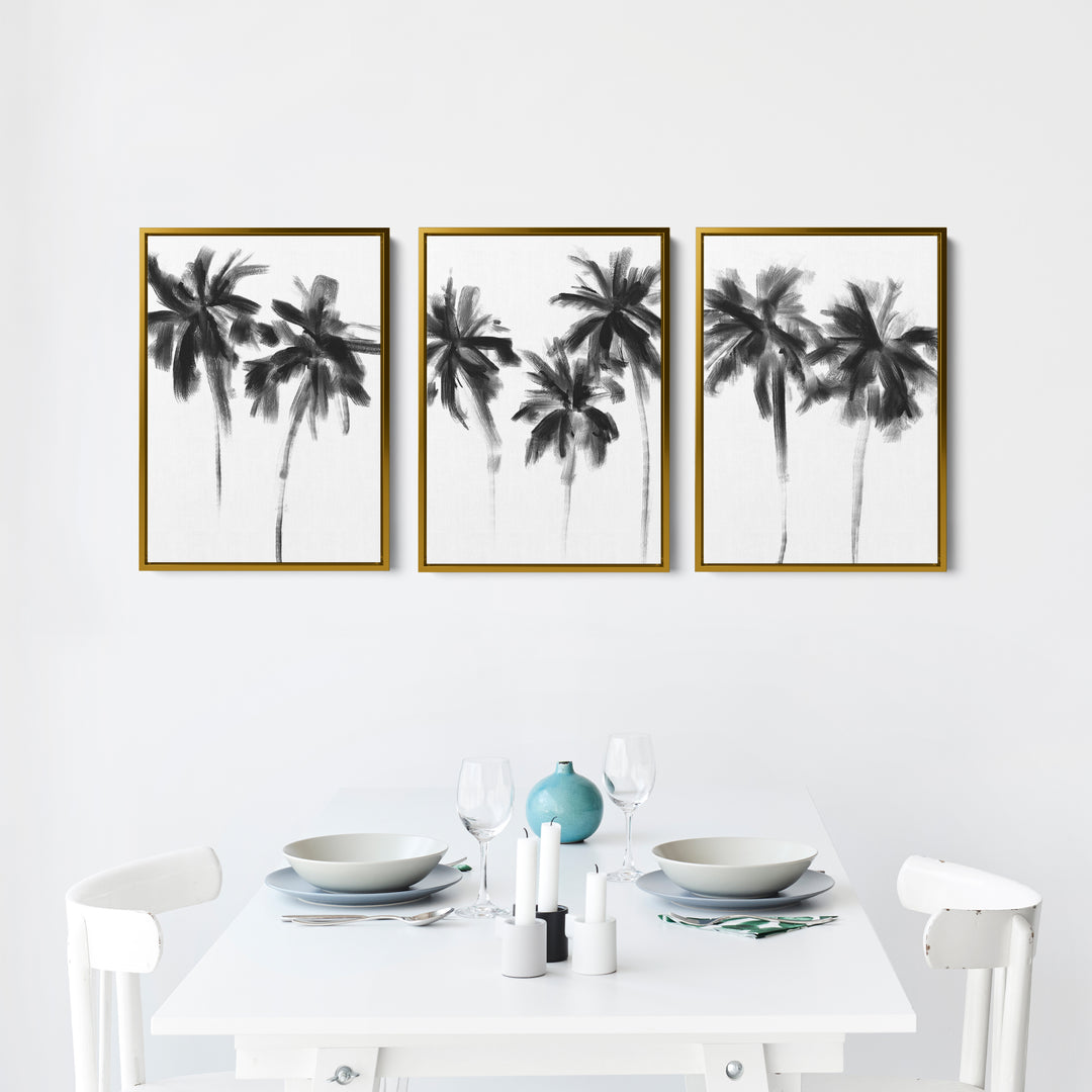 Black & White Minimalist Palms, No. 2 - Set of 3