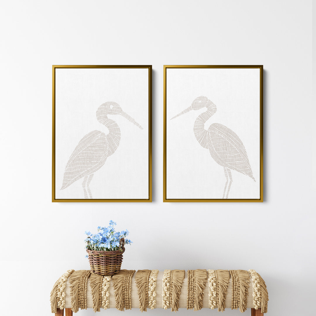 Woven Heron Diptych - Set of 2