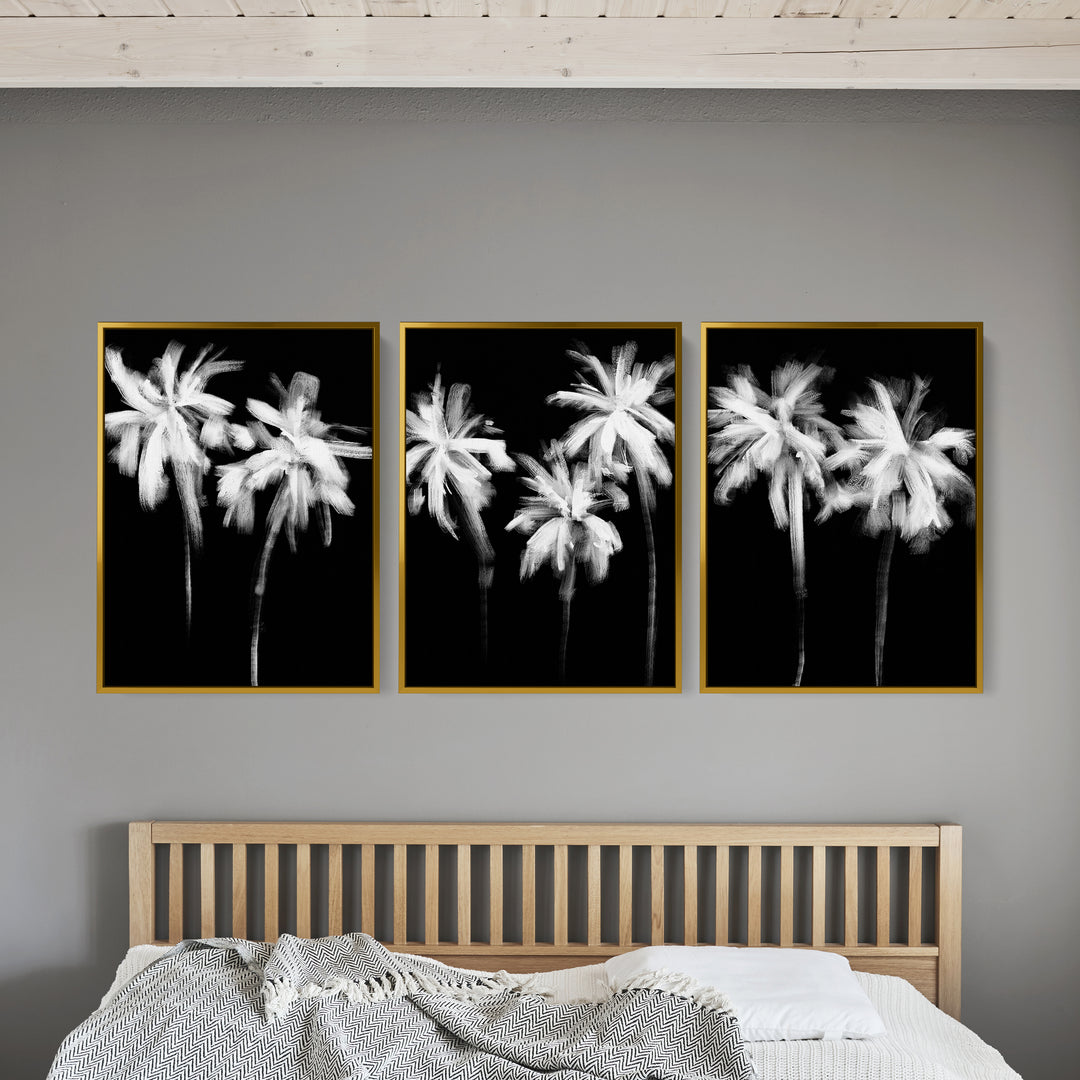 Black & White Minimalist Palms, No. 1 - Set of 3